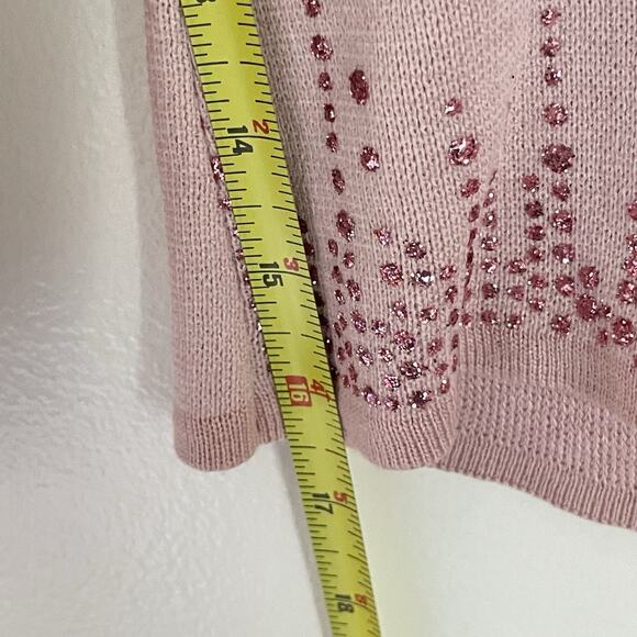 Y2K Pink Sweater L Vintage USA Made Glitter Party Knit NWT Bratz Core - Picture 8 of 8